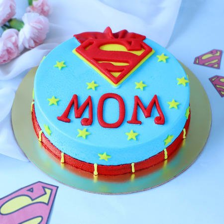 Send Supermom Chocolate Round Photo Cake Online : DIZOVI Bakery