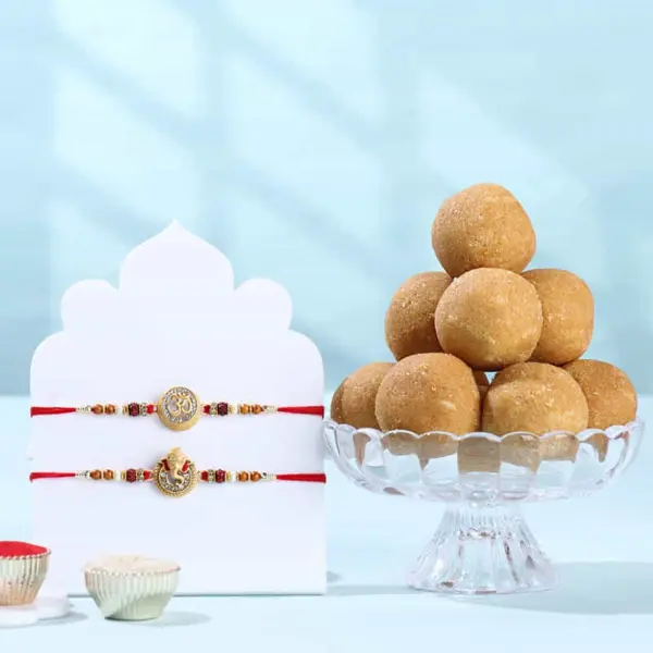 Divine Rakhi Duo With Besan Ladoo